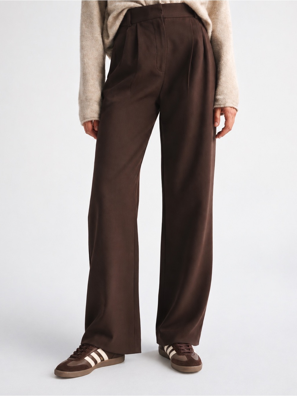 Abercrombie & Fitch Sloane Wide-Leg Brown Trousers Sz 31